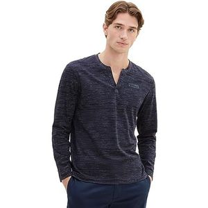 TOM TAILOR 1037745 T-shirt met lange mouwen voor heren, 32450 - Sky Captain Blue Stripy Inject