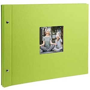goldbuch Bella Vista, 28896, schroefalbum met vensteruitsparing, 39 x 31 cm, fotoalbum met 40 witte pagina's met pergamijntabbladen, album uitbreidbaar, fotoboek van linnen, groen