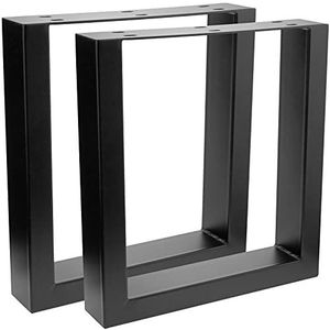PrimeMatik rechthoekige tafelpoten voor kleine tafels en banken, van staal, 400 x 80 x 430 mm, set van 2, buizen 80 x 40 mm