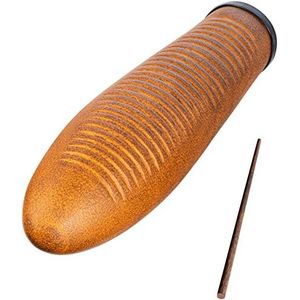 Meinl Percussion Guiro van glasvezel, bruin, met gevoerde gaten, niet in China gemaakt, inclusief houtschraper (GU7BR)