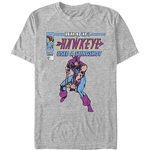 Marvel Unisex Avengers Classic-Wi Hawkey Used A Slingshot Organic Korte Mouw T-Shirt Melange Grey M, Melange Grey