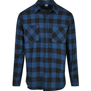 Urban Classics Checked Flanellen overhemd voor heren, lange mouwen, met borstzakken, in vele kleuren, XS tot 5XL, Donkerblauw