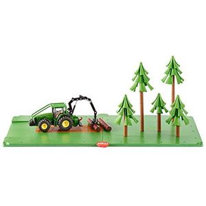 siku 5605, bosbouwset met tractor, 2 grondplaten en 5 bomen, kunststof/metaal, groen, vele functies