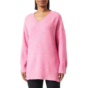 VERO MODA Vmdoffy Ls Ga Boo lange trui met V-hals voor dames, fuchsia paars/detail: gemengd