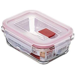 TATAY Voedselcontainer, glas, luchtdicht, inhoud 0,37 l, klemdeksel, BPA-vrij, geschikt voor magnetron, oven, vriezer en vaatwasser, rood, afmetingen 11,2 x 15,2 x 5,7 cm