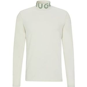 HUGO Dardini233 T-shirt voor heren, slim fit met Mao-kraag, Logo Light/Pastel Green, XL, licht/pastelgroen