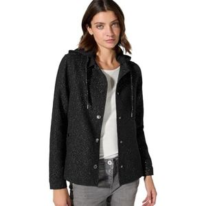 CECIL Fausse laine Overshirt avec capuche, Noir, S