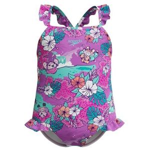 Speedo Learn To Swim Printed Frill Thinstrap Swimsuit | Chlorine Resistant | Maillot de bain à séchage rapide pour filles