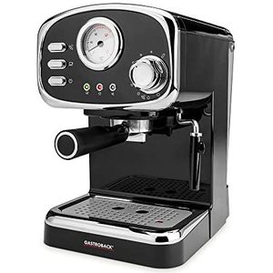 GASTROBACK 42615 Basic Design espressomachine, 1100 watt, draaibaar melkschuimmondstuk, professionele espressopomp, kunststof, 1,25 liter, zwart, zilver