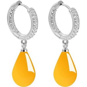 Jade bungelende oorbellen voor dames, druppelvormige agaat bungelende oorbellen, delicate handgemaakte oorbellen, Eén maat, Agaat