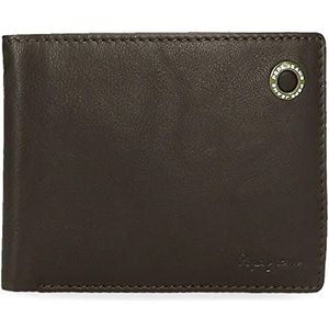 Pepe Jeans badge portemonnee met portemonnee, Bruin, Portemonnee met muntenvak