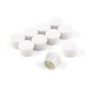 Magnet Expert® F4M18W-5 Prestaties ""Memo"", klein, wit, magnetisch, voor kantoor en koelkast (17,5 mm diameter x 12,3 mm hoogte) (5 verpakkingen met 10 stuks), zilverkleurig