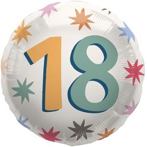 Folat 26885 Décoration blanche avec ballon en aluminium étoilé multicolore 18 étoiles 45 cm joyeuse et colorée pour anniversaire d'enfants et adultes Multicolore