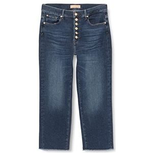 7 For All Mankind Vintage stijl, moderne en rechte stijl, met taps toelopende zoom en vrijliggende knopen, jeans, dames, middenblauw, 27 W/27 l, middenblauw