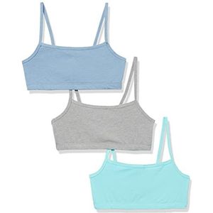 Hanes Set van 3 katoenen bralettes damesbeha, Denim jas/beton gemêleerd/blauw ultra