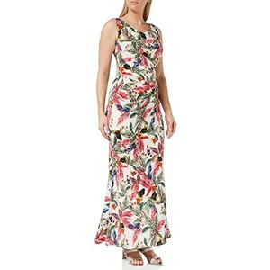 Gina Bacconi Robe longue en jersey imprimé feuilles roses et vertes pour femme, Rose/vert, 44