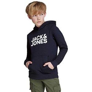 Jack & Jones Jjecorp Logo Hoodie Noos Jr Sweatshirt met capuchon voor jongens, Marine - Wit