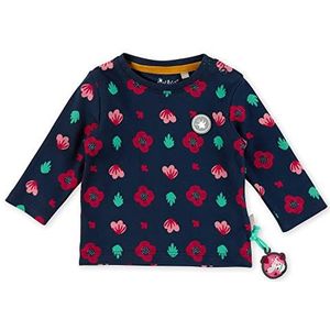 Sigikid Baby meisje lange mouwen T-shirt biologisch katoen donkerblauw/rood bloemenpatroon, 62, donkerblauw/rood/bloemen