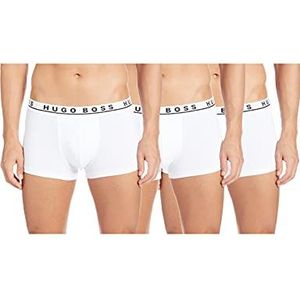 BOSS Boxershorts voor heren, 3P CO/EL, 3 stuks, lang, van katoen, stretch met logo, Wit (Wit 100)