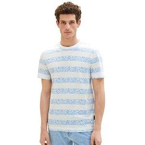 TOM TAILOR 1036333 T-shirt heren, 32028 - White Blue Big Paisley Stripe