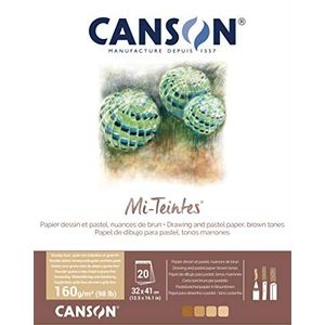 CANSON MI-TEINTES® papier (honingraat), blok 20 vellen, 32 x 41, 160 g/m², bruine tinten
