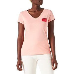 Armani Exchange Dames slim fit, korte mouwen, V-hals shirt, roze