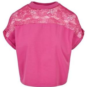 Urban Classics Dames Shorts oversized kant T-shirt dames, roze, L, Roze