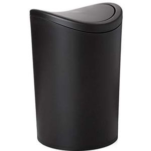 Tatay Afvalemmer met kanteldeksel, inhoud 6 liter, BPA-vrij polypropyleen, zwart, afmetingen 19 x 19 x 28 cm
