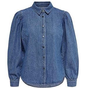 ONLY Jeanshemd met pofmouwen voor dames., Blauwe Denim