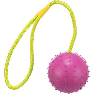 TRIXIE Bal met touw, natuurlijk rubber, 7 cm, 30 cm, hond, assortiment: willekeurige modellen/kleuren