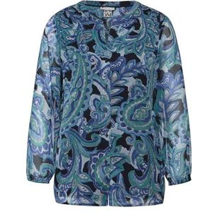 Street One Chiffon blouse voor dames met motief, Intensieve Aqua