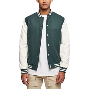 Urban Classics Oldschool College Jacket voor heren, flessengroen/wit