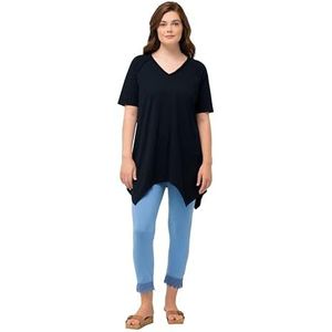 Ulla Popken, T-shirt trapèze avec tresses pour femme, bleu, 48-50