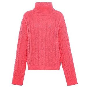 myMo Women's Femme Col Roulé Twist Mode Pull Polyester Corail Taille XL/XXL Pull Sweater, corail, XL