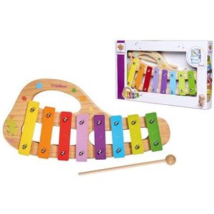 Eichhorn - Muziek xylofoon van hout, kleurrijke ladder met 8 tonen, 1 hamer en een boek Vijf nummers om na te spelen 3 delen. Afmetingen: 30 x 15 cm - vanaf twee jaar, 100003482