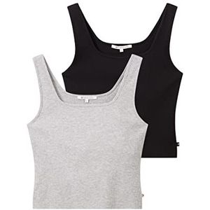 TOM TAILOR Denim 1037097 T-shirt voor dames (2 stuks), 10367 - Light Silver Grey Melange