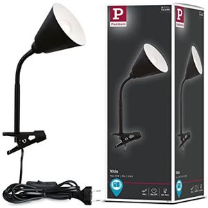 Paulmann Junus Stekkerlamp met flexibele arm zwart klemlamp