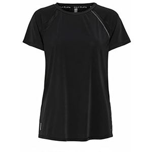 Only Play Loose Ss trainingsshirt voor dames, zwart/druk: zwart en rood
