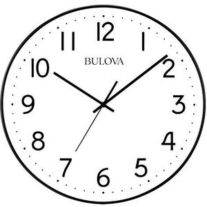 Bulova Office Mate wandklok, 40,6 cm, zwart en wit