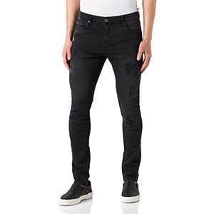 Urban Classics Heavy Destroyed Slim Fit Jeans herenbroek, Realblk Heavy Destroyed Washed