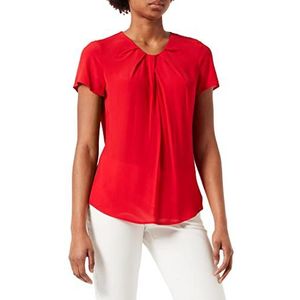 Seidensticker Blouse voor dames, modieuze blouse, ronde hals, korte mouwen, 100% viscose, Rood