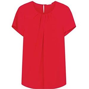 Seidensticker Blouse voor dames, modieuze blouse, ronde hals, korte mouwen, 100% viscose, Rood