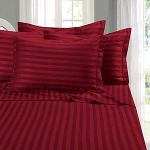 Elegant Comfort Gestreept bed Sheets hoeslaken, queensize-Bordeauxrood