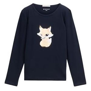 TOM TAILOR Meisjesshirt met lange mouwen met omkeerbare pailletten, 10668 - Sky Captain Blue
