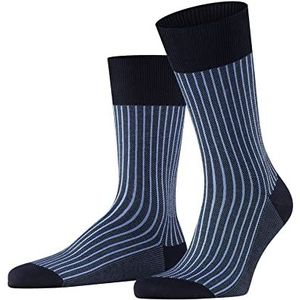 FALKE Oxford Stripe katoenen sokken heren zwart grijs vele andere kleuren versterkte sokken heren met ademend gestreept en fijn patroon 1 paar, blauw (donkerblauw 6375), 39-40 EU, blauw (navy 6375)