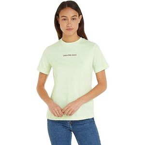 Calvin Klein Jeans Institutioneel recht T-shirt S/S gebreide tops voor dames, Kanariegroen / amarant