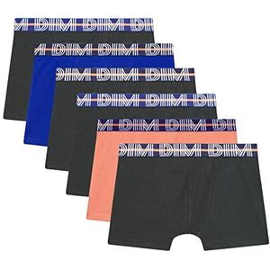 Dim Ecodim Boxershorts van katoen, elastisch, kleurrijk, voor jongens, 6 stuks, blauw/zwart/oranje/zwart/zwart