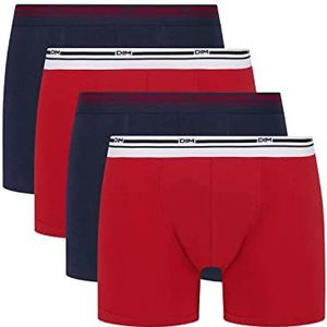 Dim Boxershorts voor heren, Classic Colors katoen, stretch, comfort en ondersteuning, 4 stuks, Lava Rood/Denim Blauw/Lava Rood/Denim Blauw