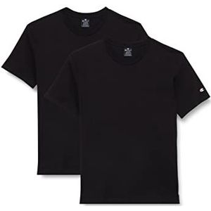 Champion American Classics Logo C T-shirt met korte mouwen voor heren, verpakking van 2 stuks, zwart.