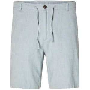 SELETED HOMME Short pour homme Slhregular-Brody Linen Noos, Blue Shadow/Détail:mixed W. Oatmeal, M